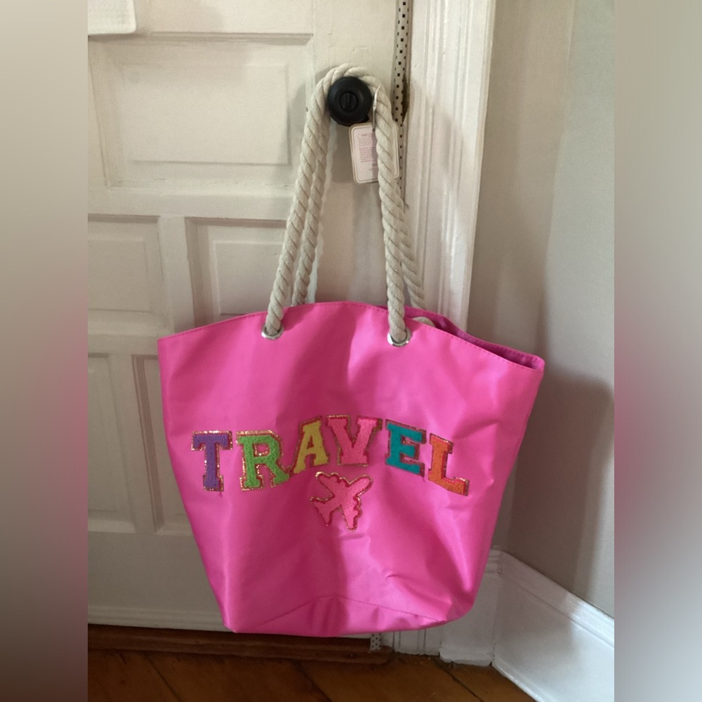Danbar Gloss & Go Pink  W/Rope Handles Travel Airplane Logo Beach Oversized Bag